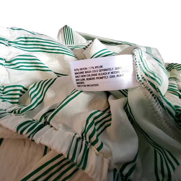 Future Collective Green & White Striped Button-Up  front closure Cropped Shirt L - Picture 6 of 11